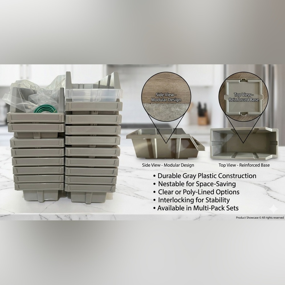 Durable Gray Plastic Containers